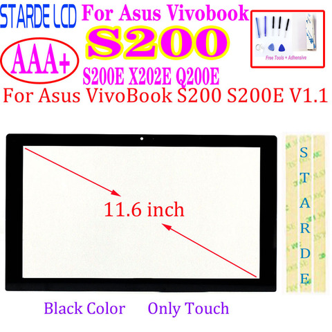 Сенсорный экран для Asus VivoBook S200 S200E X202E Q200E, дигитайзер сенсорного экрана, замена сенсорной панели черного цвета ► Фото 1/5