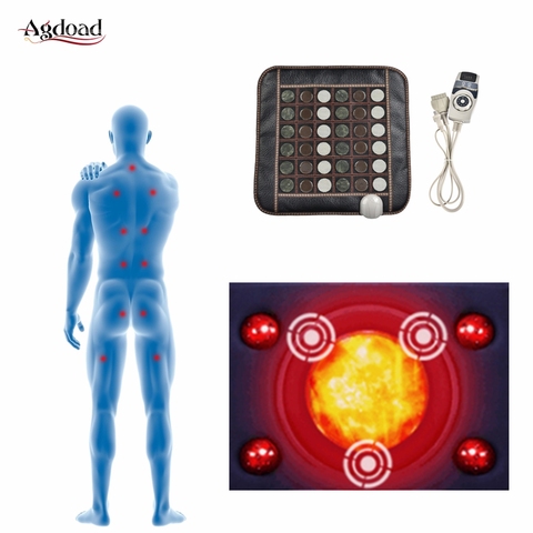 Нефритовый Массажный коврик с подогревом, инфракрасная терапия, турмалиновый Массажер для облегчения боли в поясе и спине, коврик для сиденья с контроллером для дома и офиса ► Фото 1/6