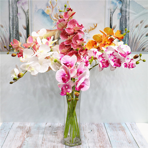 Искусственные 3D цветы орхидеи-бабочки, искусственные цветы орхидеи-мотыли для украшения дома и свадьбы, на ощупь, украшение для дома ► Фото 1/6