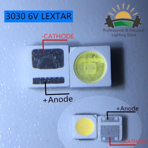 50 шт. 3030 Подсветка высокое Мощность светодиодный двойные чипы 1,5 W 3V-3,6 V lextar JUFEI АОТ холодный белый PT30A66 ТВ ► Фото 1/6