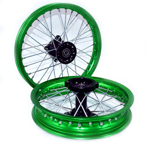 Передние 1,40-14 дюймовые задние диски 1,85-12 дюймов, колесные диски из алюминиевого сплава, черная ступица для KLX CRF KTM Kayo ESB, мотоцикла, грязевого велосипеда ► Фото 1/6