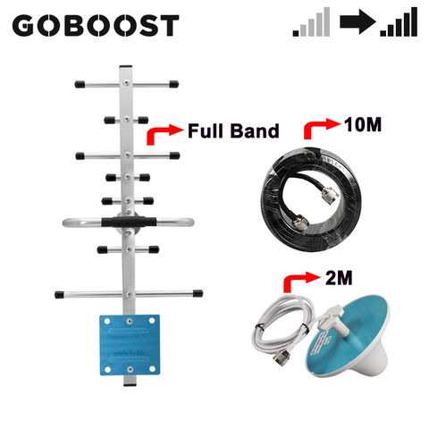 Набор антенн GOBOOST для сотового усилителя 2g 3g 4g полнодиапазонная наружная антенна Yagi 10M кабель внутренняя потолочная антенна ► Фото 1/6