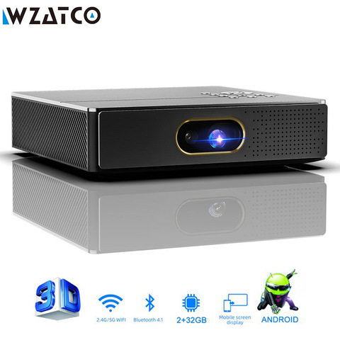 WZATCO 3D проектор с разрешением 4K 5G WI-FI S5 DLP Smart Android для домашнего кинотеатра проектор Full HD 1080P видео лазерной Портативный мини-проектор ► Фото 1/6