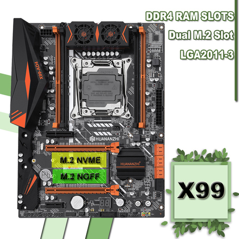 HUANANZHI X99-AD4 LGA2011-3 материнская плата с двумя M.2 NVMe NGFF слот SSD 4 DDR4 DIMM купить компьютерное оборудование 2 года гарантии ► Фото 1/5