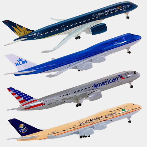 20 см самолеты Boeing B747 B787 Airbus A350 A320 Airlines модели самолетов игрушки с шасси детские подарки коллекция ► Фото 1/6