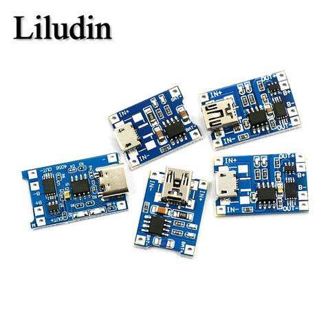 Зарядная плата TP4056 18650, 5 шт., 5 В, 1 А, Micro USB 18650, type-c, литиевая батарея, модуль зарядного устройства + Двойная функция защиты, мини-USB ► Фото 1/6