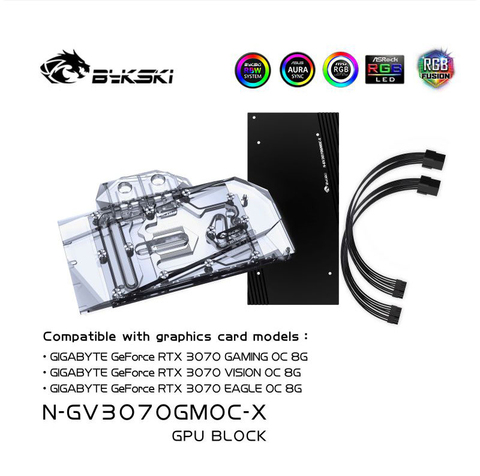 Водяной блок Bykski для GIGABYTE GeForce RTX 3070 GAMING / VISION / EAGLE OC 8G GPU Card/полнокрытый медный радиатор/RGB ► Фото 1/6