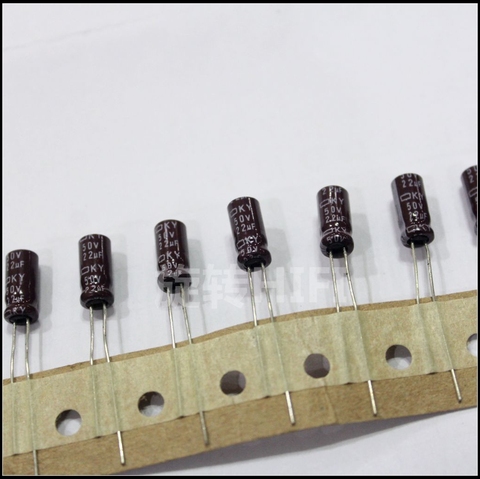 Новинка, Электронный Конденсатор, 50 шт, 50 мкФ, 50 в, 22 мкФ Ф/50 в, NCC, KY 50 в, 22 мкФ Ф ► Фото 1/2