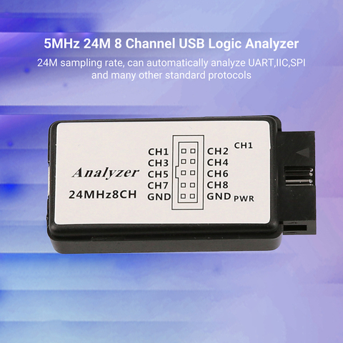 Портативный мини-логический анализатор LA1002 с USB, 5 МГц, 24 м, 8 каналов, логический анализатор, Комплект устройств, инструмент для отладки FPGA с кабелями для SPI для CAN ► Фото 1/6