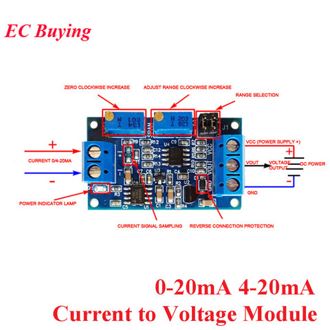Преобразователь тока в напряжение от 0 до 20 мА/40 мА до 0-3,3 в 0-5 в 0-10 В, модуль преобразования сигнала 0-20 мА 4-20 мА, трансмиттер I/V ► Фото 1/5