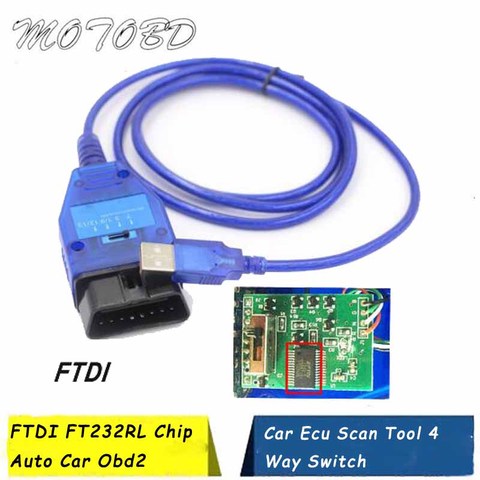 Новый диагностический кабель Obd2 с чипом FTDI для автомобилей Fiat, VAG, USB-интерфейс, инструмент для сканирования ЭБУ, 4-ходовой переключатель ► Фото 1/6