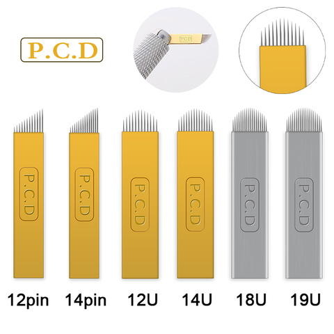 50 шт. U pin резец сверхтвердый PCD 12/14/19/21 контактный Перманентный макияж бровей Тату лезвия мануального татуажа бровей, иглы для 3D вышивка ручка... ► Фото 1/6