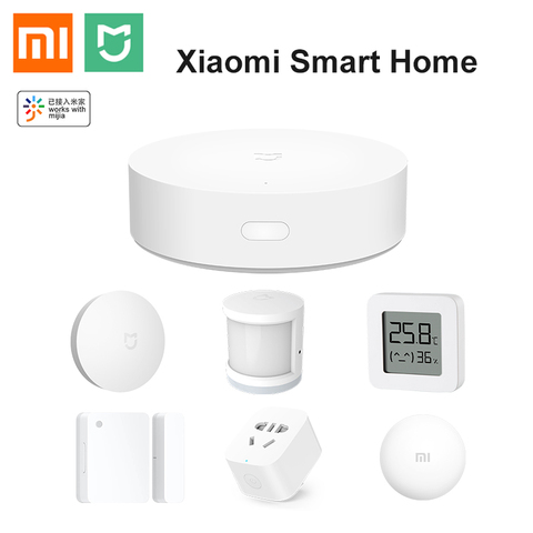 Набор для умного дома Xiaomi Mi Mijia Gateway V3 Zigbee, датчик для окон и дверей, датчик человеческого тела, датчик утечки воды, работает с Mi Home ► Фото 1/6