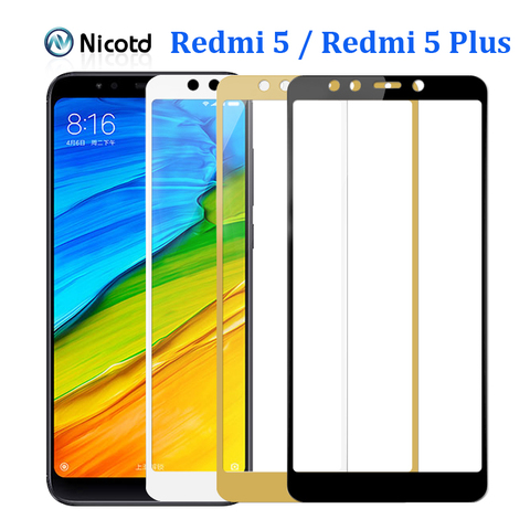 9H цветное закаленное стекло NicoTD для Xiaomi Redmi 5 5 Plus, прозрачная защитная пленка для экрана Redmi 5 Plus, черный, белый, золотой ► Фото 1/6