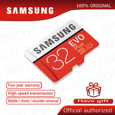 Samsung EVO PLUS карта памяти Micro SD, класс 10, 128 ГБ, 32 ГБ, 16 ГБ, 256 ГБ ► Фото 1/5