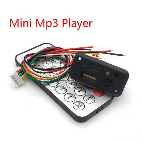 Автомобильный мини MP3 декодер 5 В/12 В, плата USB TF U-Disk Reader, mp3-плеер, усилитель с ИК-пультом дистанционного управления для Uno ► Фото 1/3