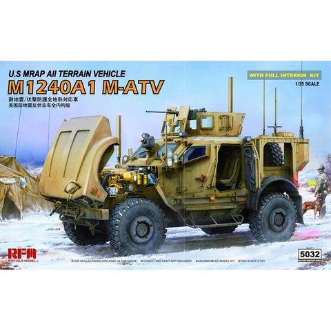 Ржаная полевая модель RFM, 1/35 U.S MRAP, вездеходное транспортное средство M1240A1, комплект для модели с шкалой на градусов, с функцией 