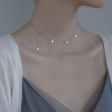 Ожерелье-чокер из серебра 925 пробы с подвеской в вечерние звезды ► Фото 1/6