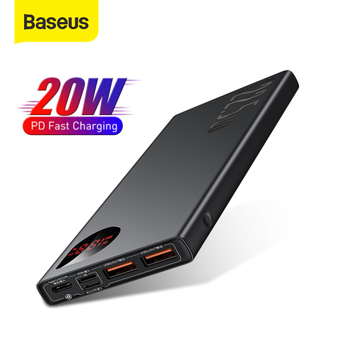 Baseus Power Bank 10000 мАч с 20 Вт Быстрая зарядка PD батарея Портативное зарядное устройство повербанк для iPhone 12Pro Xiaomi Huawei ► Фото 1/1