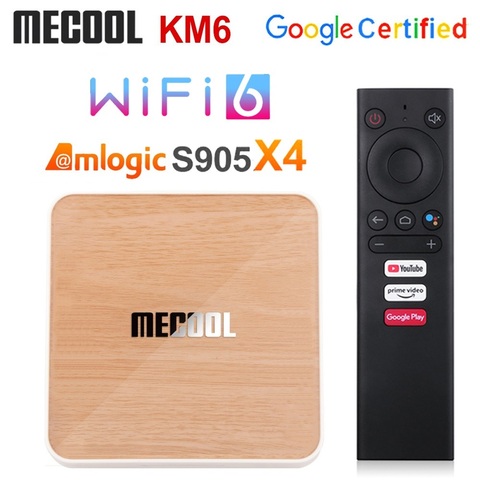 ТВ-приставка Mecool KM6 deluxe edition Amlogic S905X4, Android 10, 4 ГБ, 64 ГБ, сертифицированная Google Поддержка Wi-Fi, 6 AV1 BT5.0, 1000 м, ТВ-приставка ► Фото 1/6