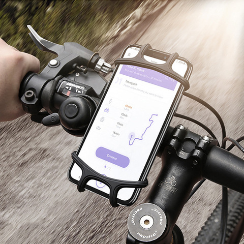 Вращающийся на 360 ° силиконовый кронштейн для телефона, подставка для велосипеда и мотоцикла, подставка против падения, мобильный держатель GPS для iPhone 12, 11, Huawei, Xiaomi Redmi ► Фото 1/6