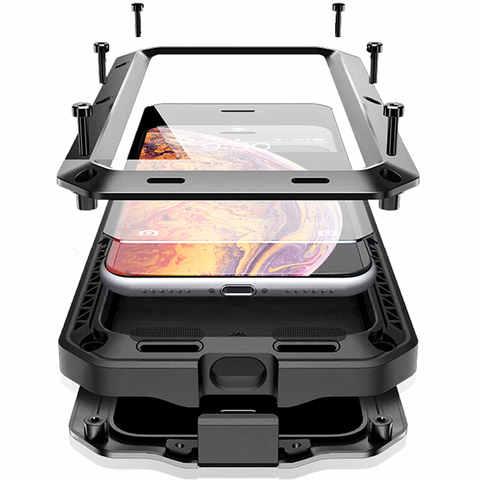 Противоударный бронированный металлический алюминиевый чехол для телефона iPhone 11 Pro XS MAX XR X 7 8 6 6S Plus 5S 5 SE, 2022 полноразмерный защитный чехол-ба... ► Фото 1/6