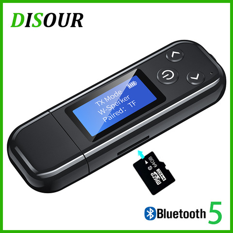 USB Bluetooth 5,0 аудио приемник-передатчик DISOUR с ЖК-дисплеем 3,5 мм AUX RCA стерео беспроводной адаптер со встроенной батареей для ТВ и ПК ► Фото 1/6