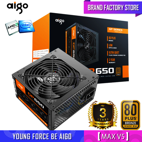 Aigo fonte Max 850 Вт источник питания 80plus PSU PFC тихий вентилятор ATX 24pin 12 в ПК компьютер SATA игровой ПК источник питания для Intel AMD ► Фото 1/6