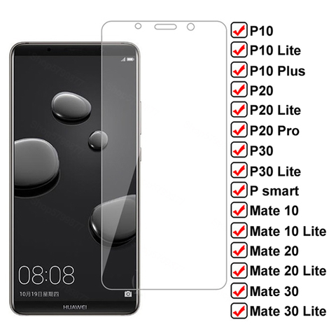 9H HD закаленное стекло для Huawei P10 Plus P20 Pro P30 Lite P Smart 2022 Защитная пленка для экрана Mate 10 20 30 Lite Защитная стеклянная пленка ► Фото 1/6
