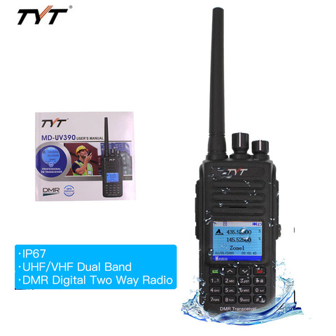 TYT MD-UV390 DMR, радиостанция 5 Вт, Двухдиапазонная рация, MD-390 IP67, водонепроницаемая, с двойным временем, цифровая рация MD390 ► Фото 1/6