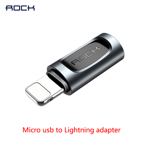 Адаптер Rock для Micro usb в Lightning, зарядный кабель, конвертер для iPhone xs max xr 8 7 6s plus 11 ipad pro, зарядное устройство Type c ► Фото 1/6