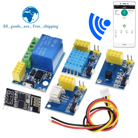 ESP8266 5В реле Wi-Fi модуль DS18B20 DHT11 RGB светодиодный Управление; Вещи умный дом дистанционный пульт Управление переключатель с помощью приложения на телефоне ESP-01S ► Фото 1/6