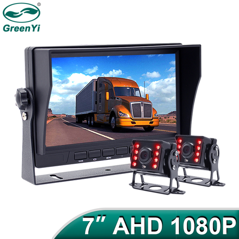 GreenYi 7 дюймов AHD 1080P ИК заднего вида Камера грузовик Высокое разрешение автомобиля IPS монитор навесы для автомобилей, автобусов ► Фото 1/6