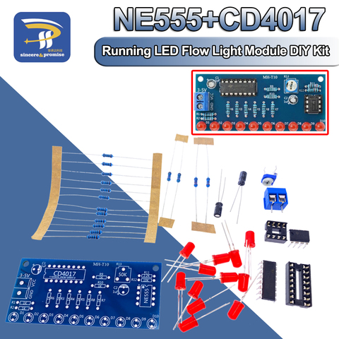 NE555 CD4017 светодиодный светильник для бега, электронный производственный набор, панель управления, модуль, конденсатор, осциллятор, часы, Siganal, DIY Kit ► Фото 1/6