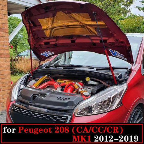 Амортизатор для Peugeot 208 (CA/CC/CR) MK1 2012-2022, передняя капот, модифицированные газовые стойки, газовые стойки, поддержка подъема из углеродного вол... ► Фото 1/6