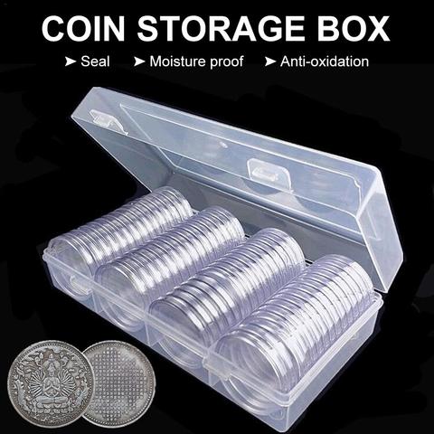 Чехол для монет, 60 шт., 40 мм, серебряные Орлы, держатель для монет, контейнер для хранения с органайзером, коробка # D0 ► Фото 1/6