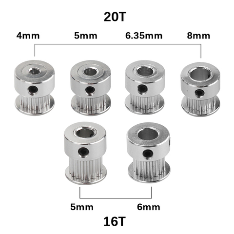 Шкив ГРМ GT2, 16 зубьев, 2 Гт, 20 зубьев, отверстие 4/5/6, 35/8 мм, синхронные колеса, шестеренка, детали для 3D-принтеров шириной 6 мм, 1 шт. ► Фото 1/6