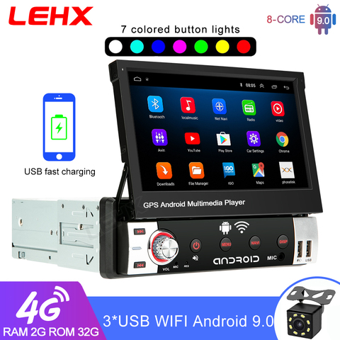 LEHX Android 9,0 1Din 2 Гб Оперативная память 1 DIN Автомобильный мультимедийный плеер 7 ''универсальный автомобиль радио Wi-Fi Bluetooth MP5 автомобиля gps-навигация, dvd-плеер ► Фото 1/6
