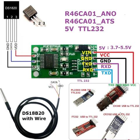 DS18B20 RS485 RS232 TTL Com UART датчик сбора температуры модуль Modbus RTU 5 в 12 В для UNO R3 PC PLC MCU ► Фото 1/5