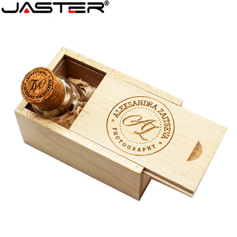 JASTER стеклянный флакон для дрифта с пробковой USB-флешкой (прозрачный), флешка 4 ГБ 8 ГБ 16 ГБ 32 ГБ 64 ГБ, модная бутылка для тока в подарок ► Фото 1/6