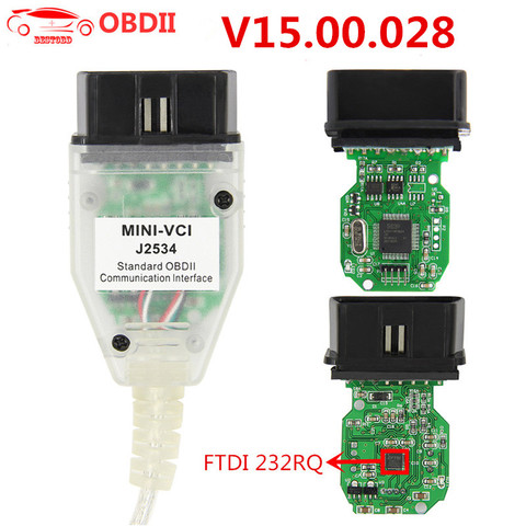 Мини VCI V15.00.028 TIS Techstream OBD2 сканер интерфейс для TOYOTA FTDI FT232RQ MINI-VCI J2534 OBDII OBD2 Диагностический кабель ► Фото 1/6