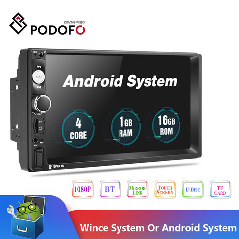2022 новые Podofo Android 2 Дин радио мультимедиа плеер 2 ГБ + Встроенная память 32GB 7''GPS карта без Dvd 2din авто для Ford Volkswagen ► Фото 1/6