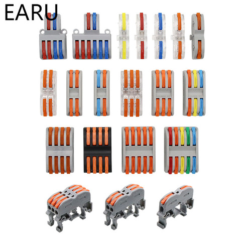 SPL-1/2/3/4 двойная головка Мини Быстрый Соединитель проводов Универсальный проводка кабеля Разъем пуш-ап-в проводниковый блок светодиодный потолочный светильник ► Фото 1/6