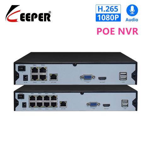 Сетевой видеорегистратор Keeper H.265 4CH /8CH POE NVR для HD 1080P 2MP POE IP Audio Camera PoE NVR 48В 802.3af P2P ONVIF ► Фото 1/6