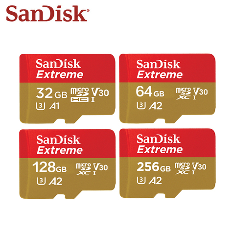 Карта памяти SanDisk Extreme Micro SD U3 V30 A2, карта памяти 64 ГБ, 128 ГБ, 256 ГБ, TF-карта для камеры, дрона, бесплатная доставка ► Фото 1/6