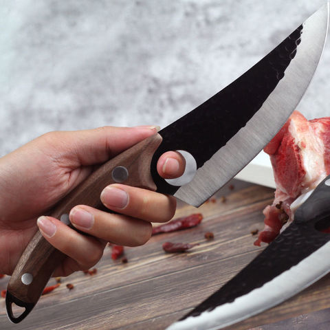 Liang Da Кливер, ножи для скрепления, 6 дюймов, сербский нож с кожаной оболочкой, ручной работы, кованый кухонный нож, полностью Tang мясник, ножи ► Фото 1/6