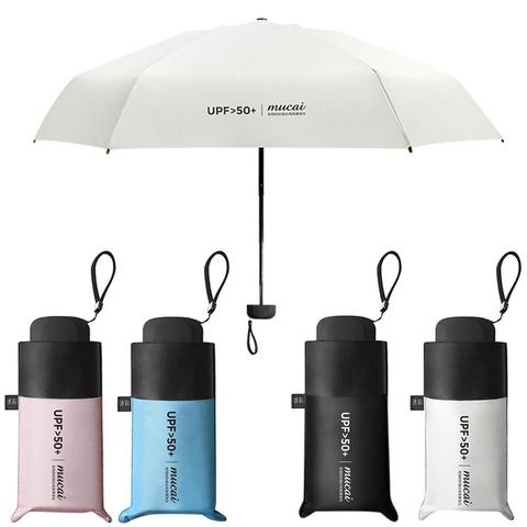 Компактный складной зонт от дождя для женщин и мужчин, модный Миниатюрный карманный водонепроницаемый дорожный зонтик с защитой от УФ-луче... ► Фото 1/6