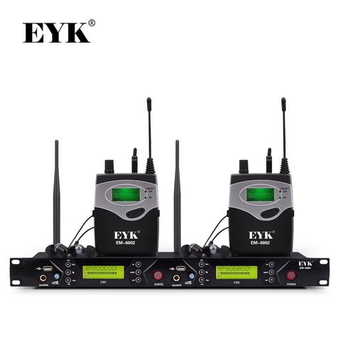 EYK EM-6002 двухканальная беспроводная система мониторинга в ухе с 40 частотами на выбор, идеально подходит для производительности сцены певицы ► Фото 1/6