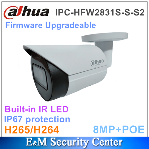 Оригинальная камера видеонаблюдения dahua 8MP IPC-HFW2831S-S-S2 8MP POE CCTV Lite IR с фиксированным фокусным расстоянием ► Фото 1/1