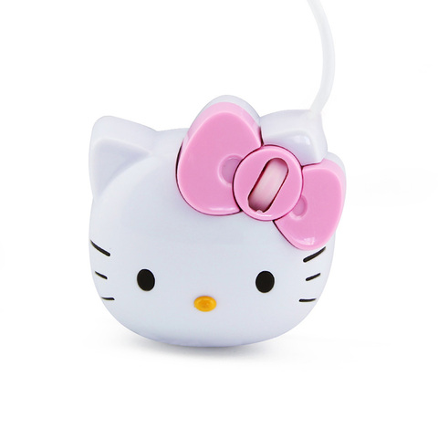 Проводная Милая мышь с мультяшным персонажем Hello Kitty, удобная мышь, креативная эргономичная мышь с котом для девушек, USB-мышь, розовый подарок для ноутбука/ПК/MAC/компьютера ► Фото 1/1